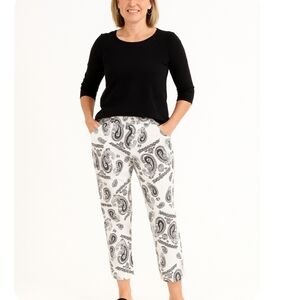 Chico's White & Grey Paisley Cropped Jeans, Size 00 (2) XS, NWT